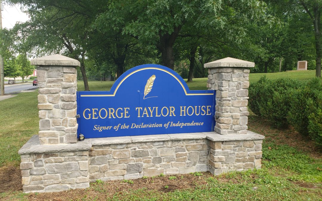 George taylor house blue sign, signer of the declaration of independence